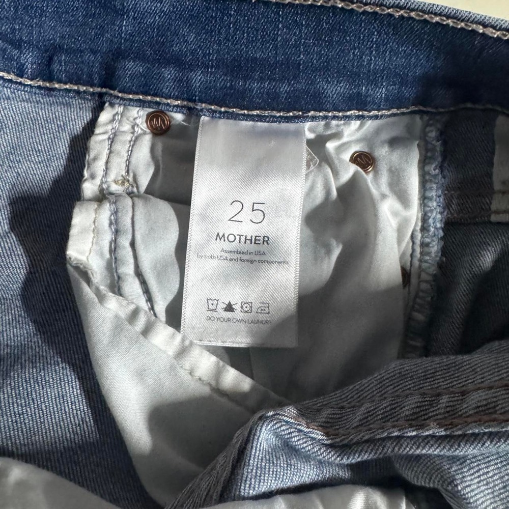 Mother The Stunner Zip Ankle Step Fray Jeans Women's Size 25 Light Wash Skinny - Picture 8 of 8